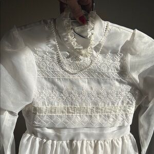 Charming Ivory First Communion Formal Dress with Lace Details